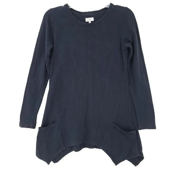 LOGO Lori Goldstein XS Black Cotton Sharkbite Tunic - Picture 1 of 8